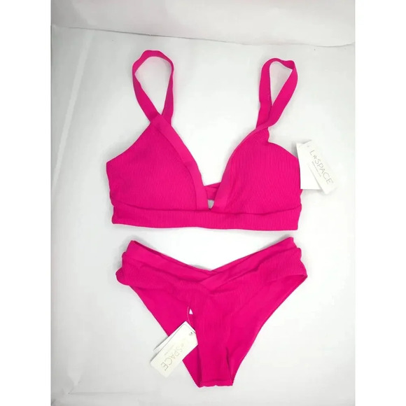 NWT L*space Vera Ribbed Bikini Top size M Pratt bottom size S - Picture 2 of 6